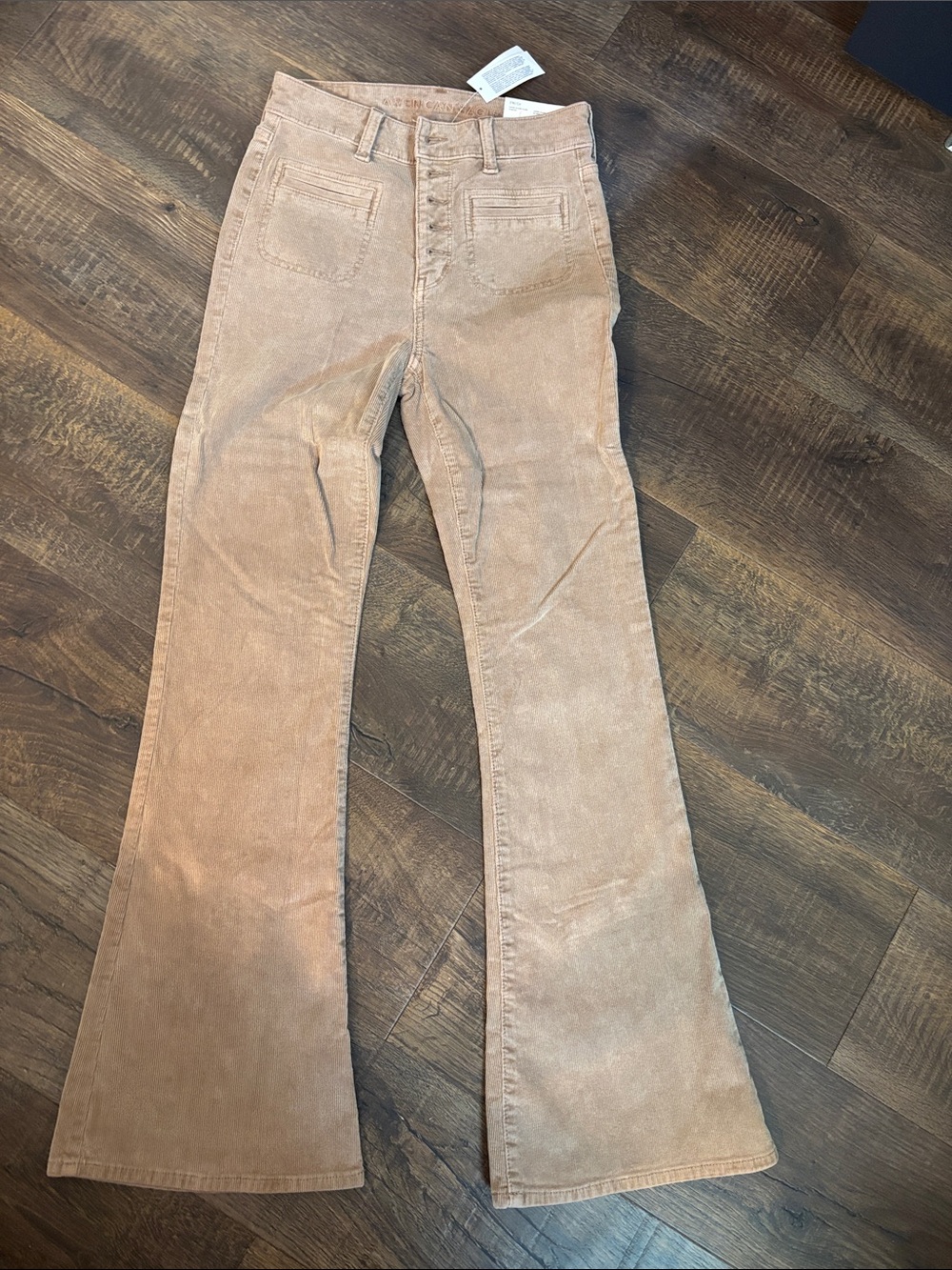 American Eagle High-Rise Corduroy Flared Pants stretch in Light Brown NWT
